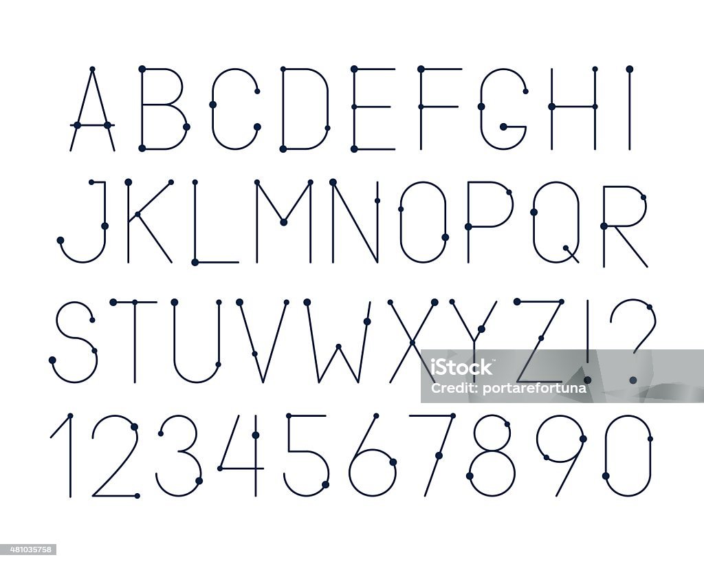 Linear Alphabet Linear Alphabet Letters Numbers And Punctuation Marks Stock ...