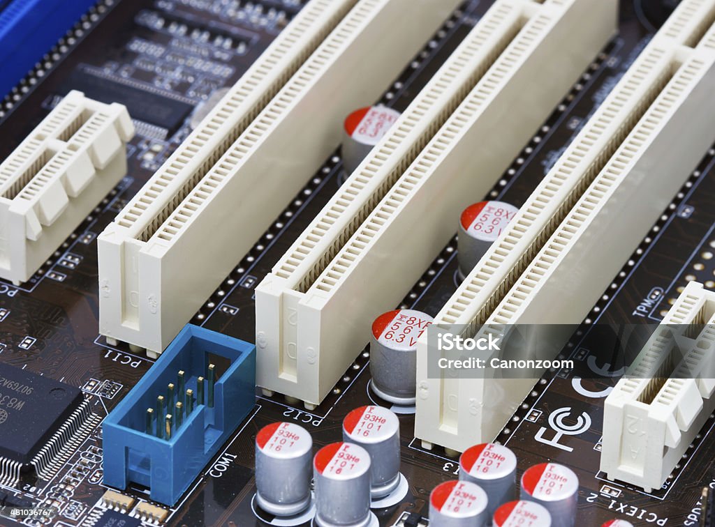 close-up of electronic circuit board Blue Stock Photo