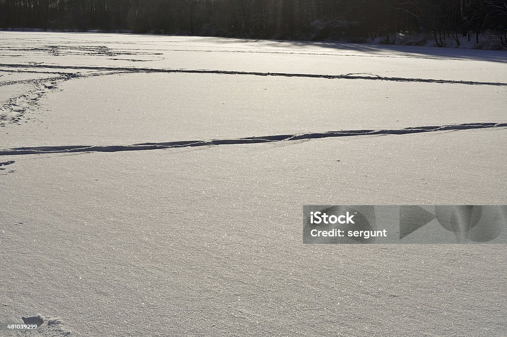 texture of the snow surface The texture of the snow surface of a frozen lake Sunny January day. Abstract Stock Photo