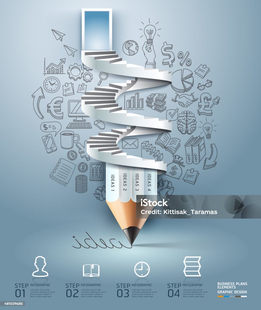 Business pencil staircase Infographics option. Business pencil staircase Infographics option. can be used for workflow layout, banner, diagram, number options, step up options, web design. Education stock vector