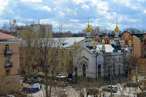 igreja de st. alexander nevsky de tomsk - siberia russia russian orthodox orthodox church - fotografias e filmes do acervo