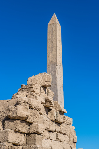 Obelisk and ruins of the Karnak temple, Luxor, Egypt (Ancient Thebes with its Necropolis).