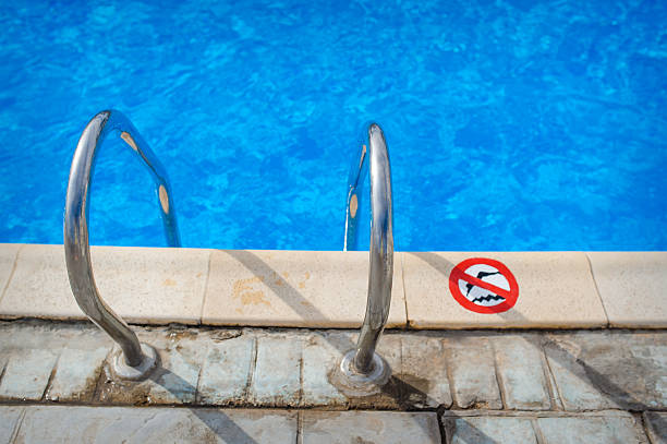 istock Swimming pool with stair at hotel close up 481043814
