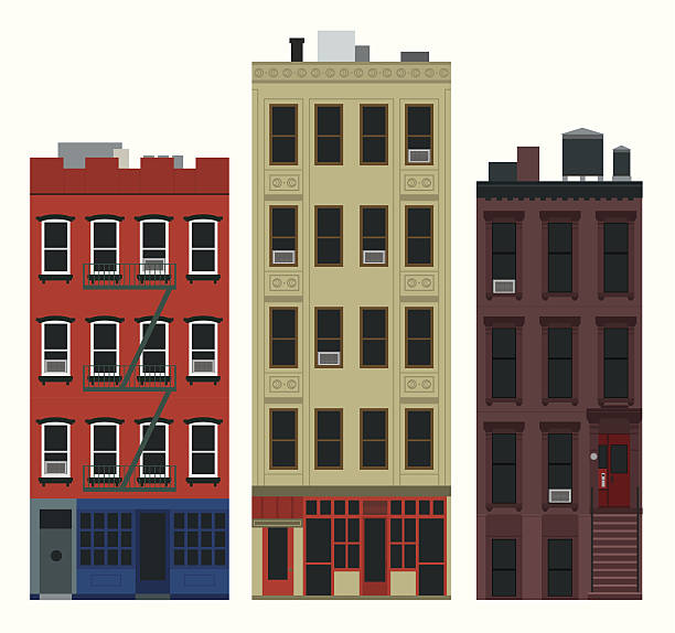 ny budynków - brooklyn brownstone street city stock illustrations