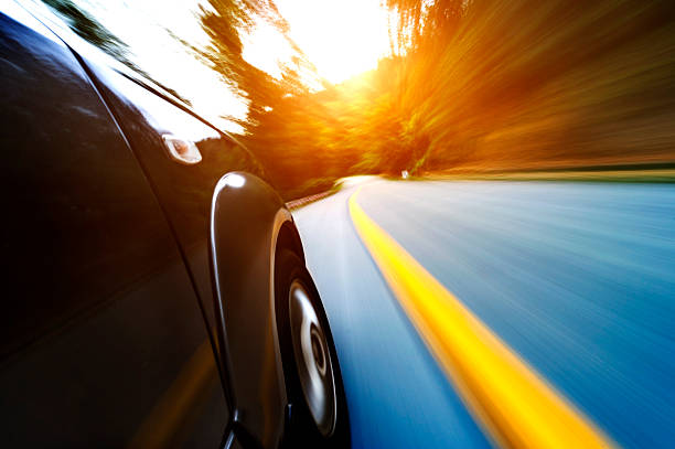 istock car on the road with motion blur background. 481043929
