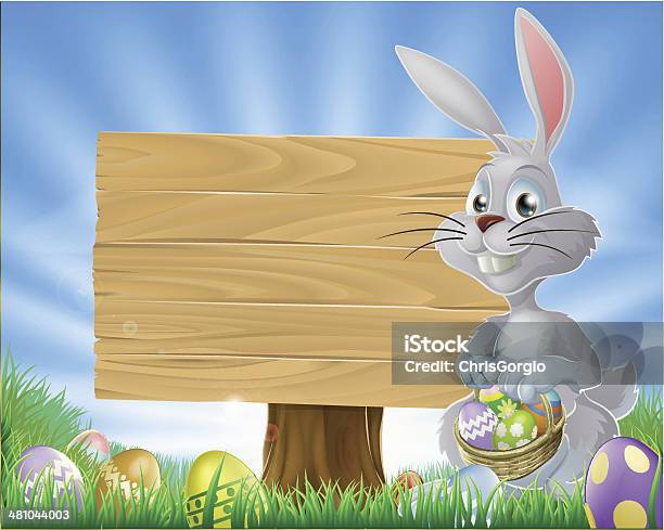 Ostereier Bunny Und Stock Vektor Art und mehr Bilder von Ostereiersuche - Ostereiersuche, Verkehrsschild, Wegweiser