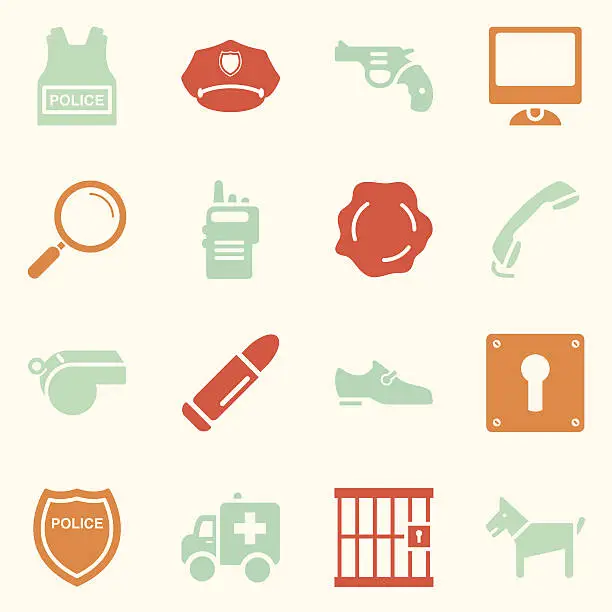 Vector illustration of Police Icons - Background