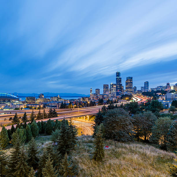 istock Seattle Commute. The Seattle, Washington skyline at night 481051344