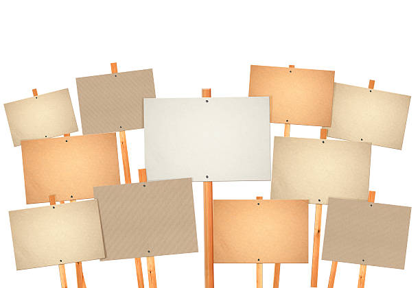 blank protest sign board stock photo