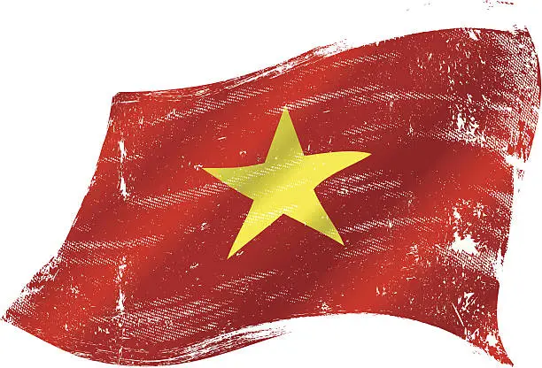 Vector illustration of Vietnamese grunge flag