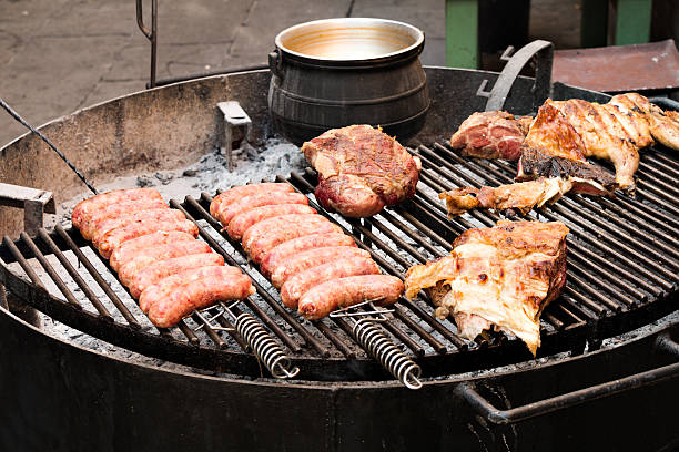 Argentine chorizos and meat on the grill