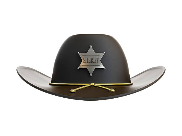 sheriff hat on a white background stock photo