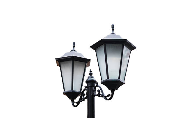istock Street lamp post isolated on white background 481061400
