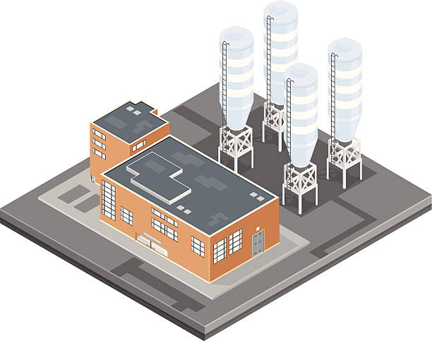 ikona isometric elektrowni - storage tank silo chemical factory stock illustrations