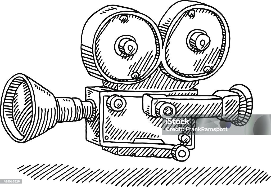 Classic Movie Camera Drawing Hand-drawn vector drawing of a Classic Movie Camera. Black-and-White sketch on a transparent background (.eps-file). Included files are EPS (v10) and Hi-Res JPG. Movie Camera stock vector