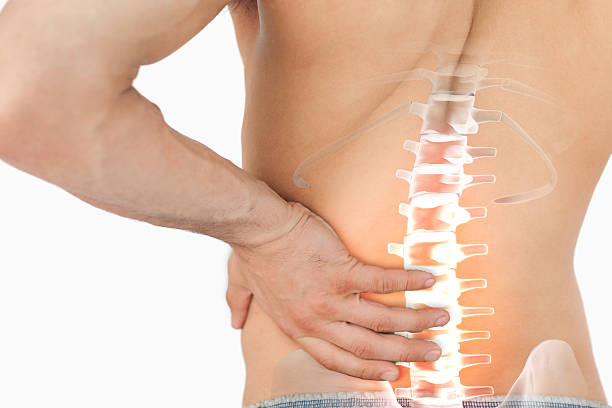 istock Highlighted spine pain of man 481066336