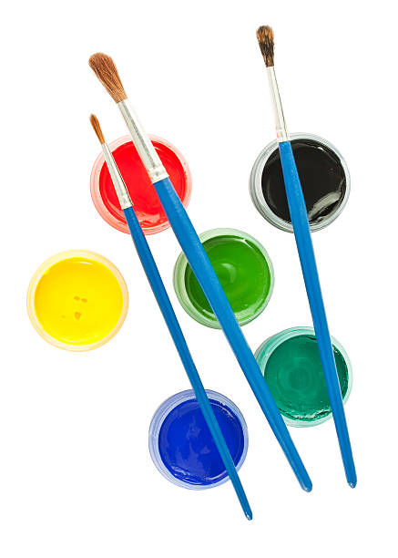 istock Brushes and colorful gouache paint 481066970