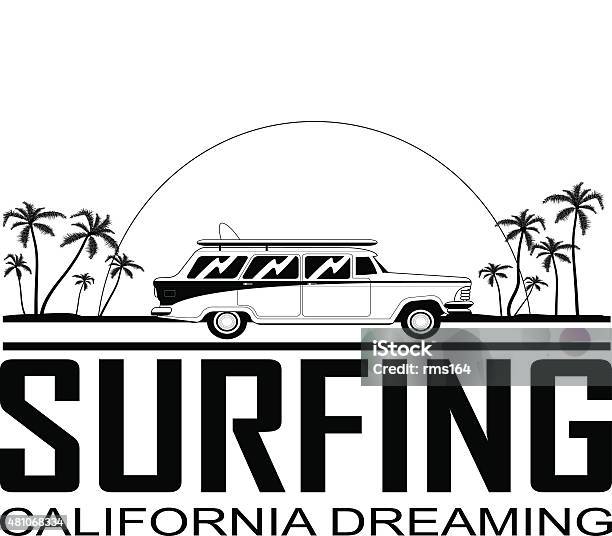 Retro Surfboard Car Stock Illustration - Download Image Now - Surfing, Tiki, 1970