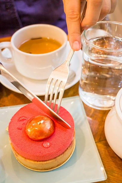 istock Tea time with a piece of cake 481068707