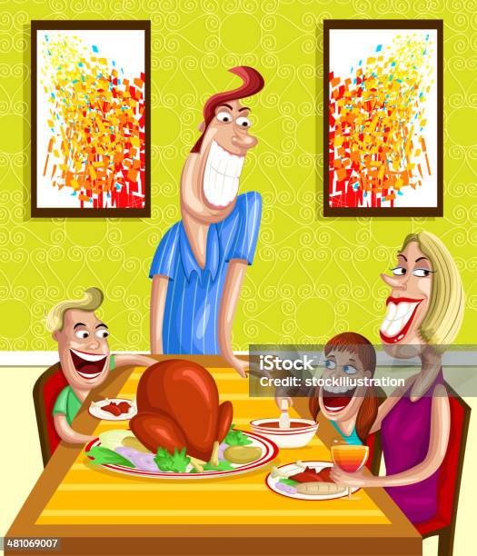 幸せな家族でのディナーテーブル - 家族のベクターアート素材や画像を多数ご用意 - 家族, 感謝祭, お祝い