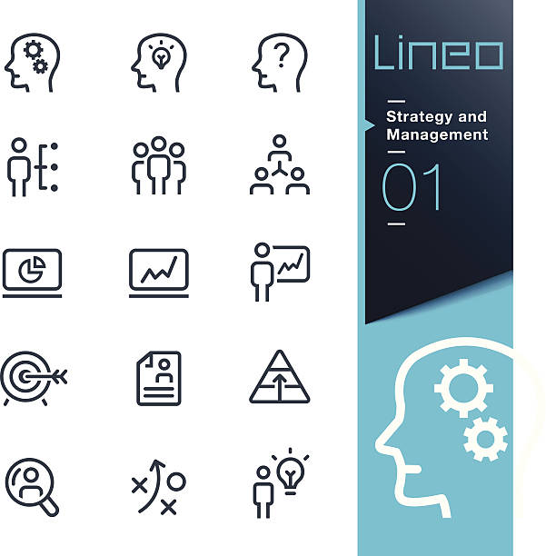 lineo-strategie und management-kontur icons - autorität grafiken stock-grafiken, -clipart, -cartoons und -symbole