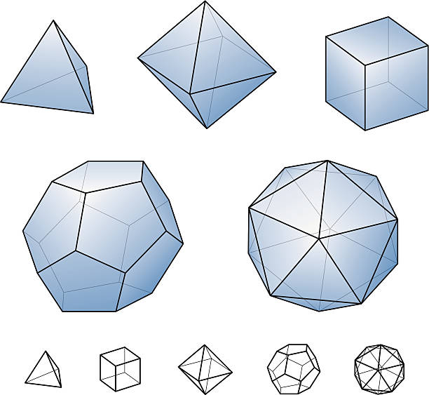 platonischen romantizismus einfarbig mit blau oberflächen - geometry two dimensional shape pythagoras geometric shape stock-grafiken, -clipart, -cartoons und -symbole
