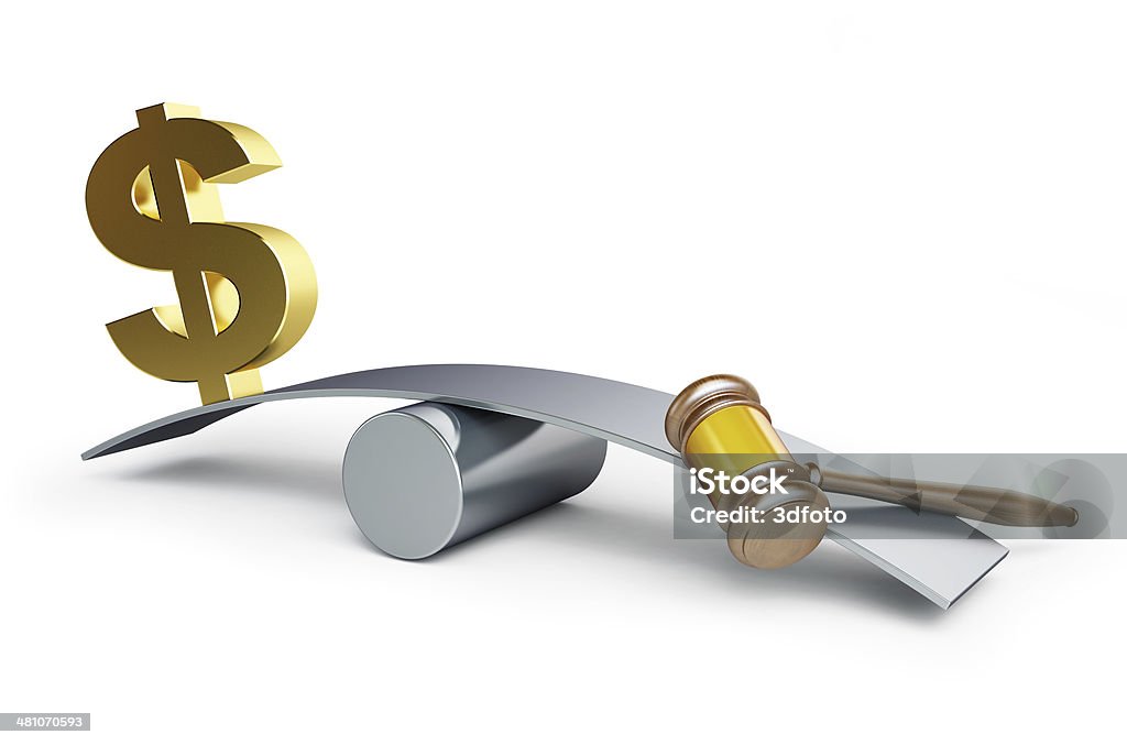 Justice or money Justice or money on a white background Authority Stock Photo