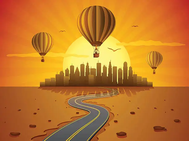 Vector illustration of Hot Air Journey