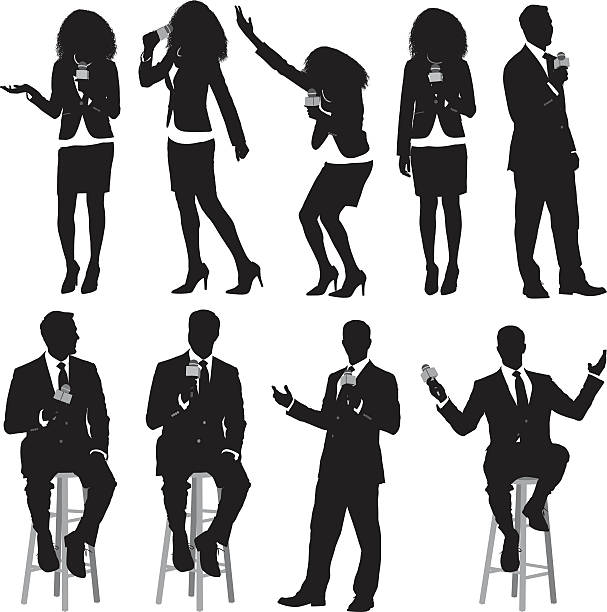 Various actions of businesspeople Various actions of businesspeoplehttp://www.twodozendesign.info/i/1.png person presenting silhouette stock illustrations