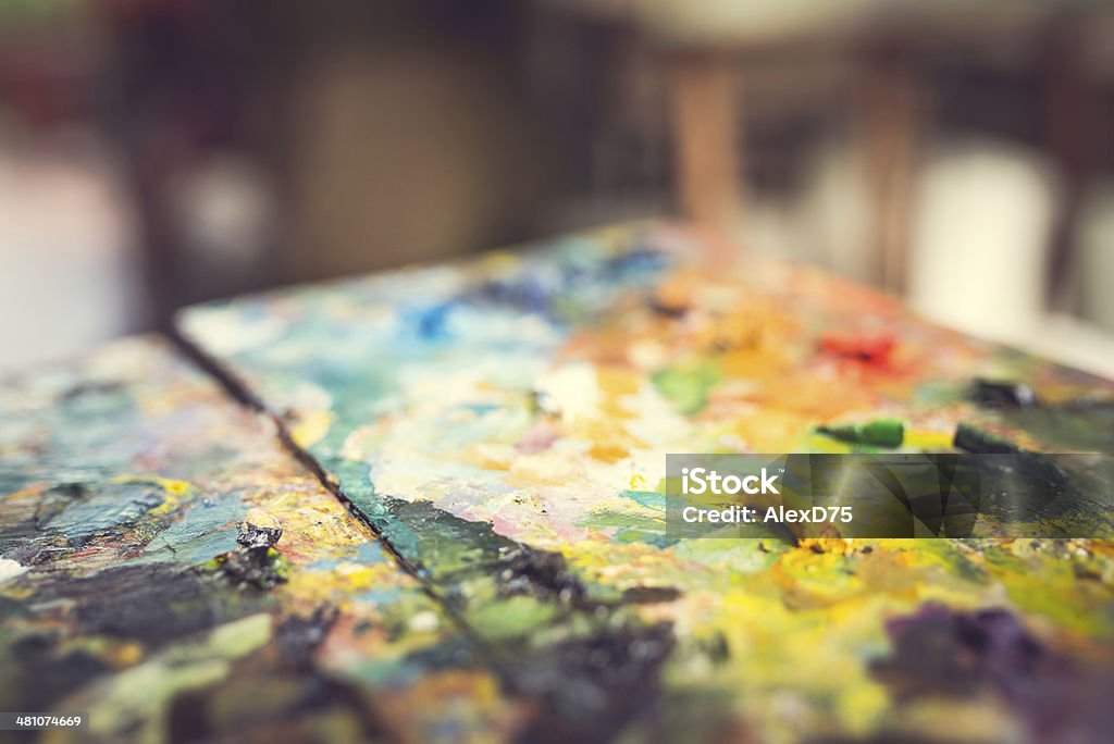 Artist's Palette Color palette in studio artist's Art Stock Photo