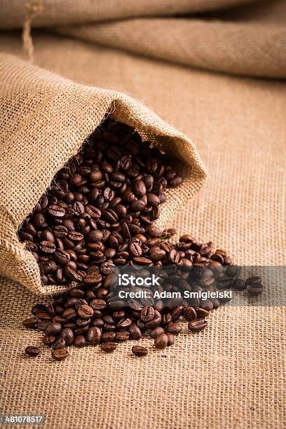 Sack With Coffee Beans Stock Photo - Download Image Now - Antique, Backgrounds, Bag