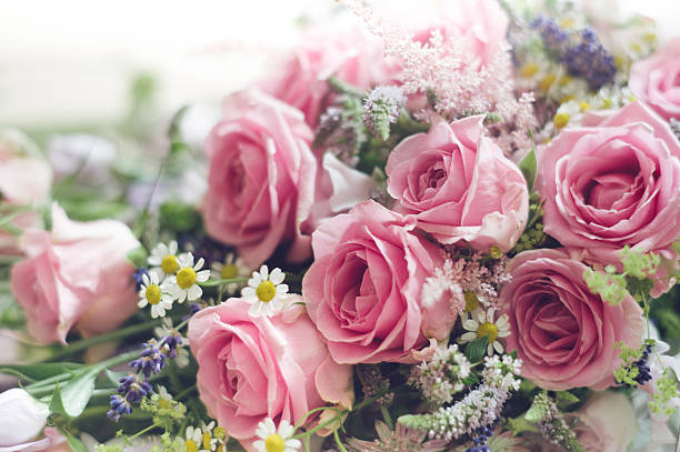 istock Pink Wedding Flowers Background (copy space) 481078737