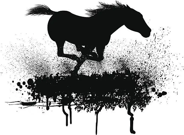 Vector illustration of Wild Horse Running Grunge Graphic