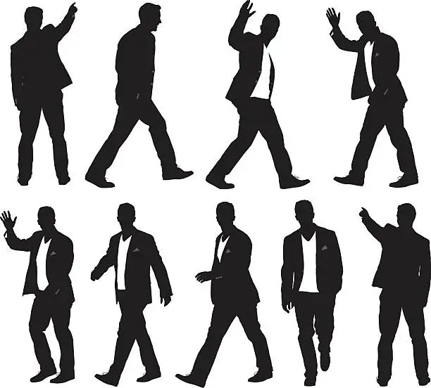 Vector illustration of Various actions of smart casual man
