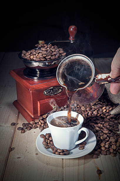 Serving turkish coffee stock photo