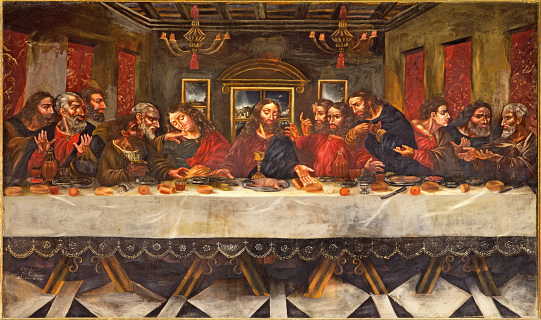 Granada, Spain - May 29, 2015: The Last supper painting by Juan de Sevilla Romero (1643 - 1695) in refectory of church Monasterio de San Jeronimo.