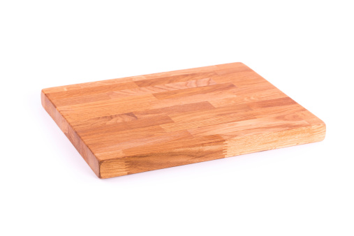 brand new large wooden chopping block on white background