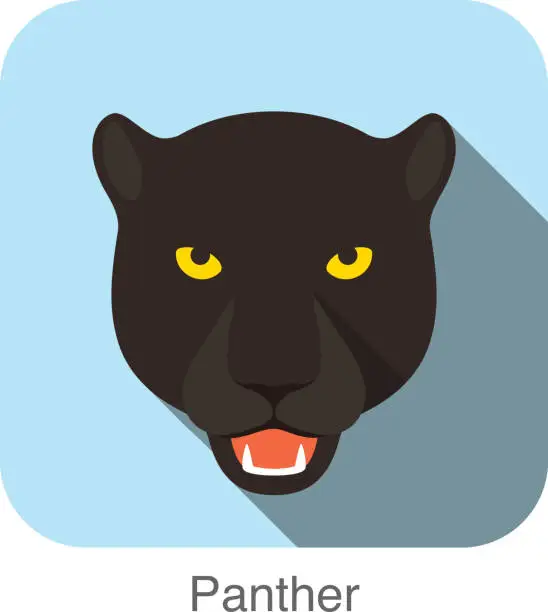 Vector illustration of Panther, Cat breed face cartoon flat icon design