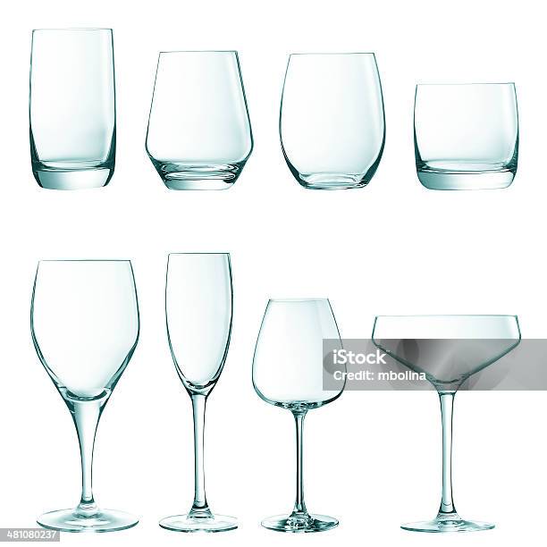 Set Di Bicchieri Vuoti - Fotografie stock e altre immagini di Arrangiare - Arrangiare, Bianco, Bicchiere