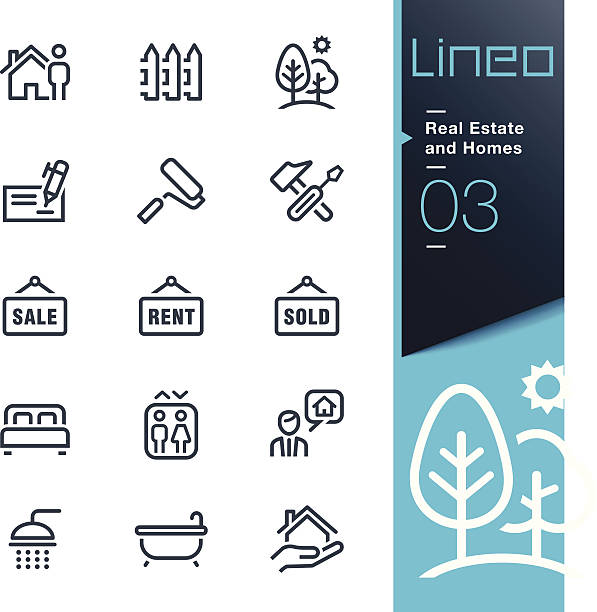 Lineo - Real Estate and Homes outline icons Vector illustration, Each icon is easy to colorize and can be used at any size.  buy single word stock illustrations