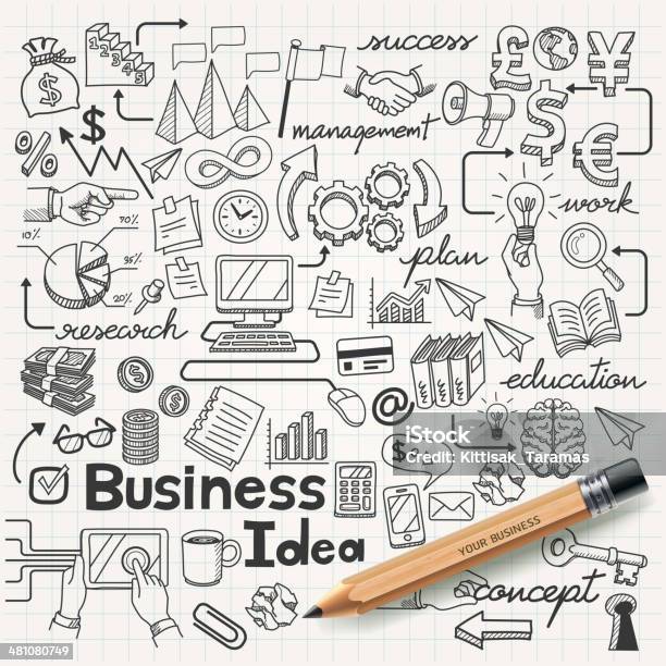 Business Konzept Und Kritzeleien Icons Set Stock Vektor Art und mehr Bilder von Zeichnen - Zeichnen, Gekritzel - Zeichnung, Icon