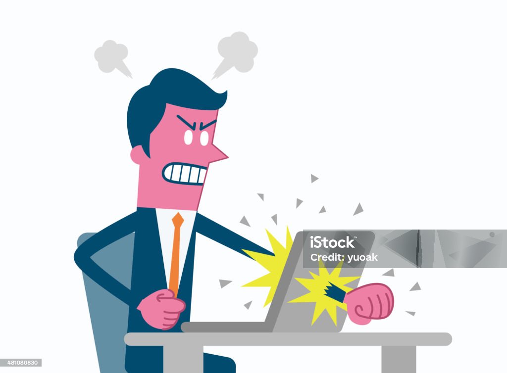 Drawing Angry On Computer Man Angry At Computer Stock Illustration - Download Image Now ...