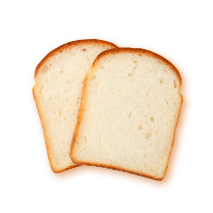 Slice of White Bread with Clipping Paths.