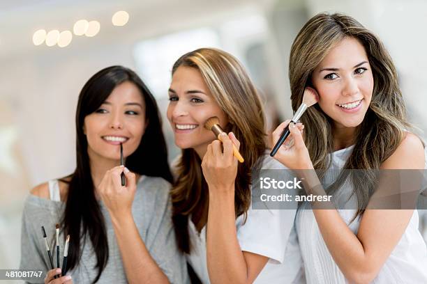 Women Applying Make Up Stock Photo - Download Image Now - Applying, Foundation Make-Up, Getting Dressed