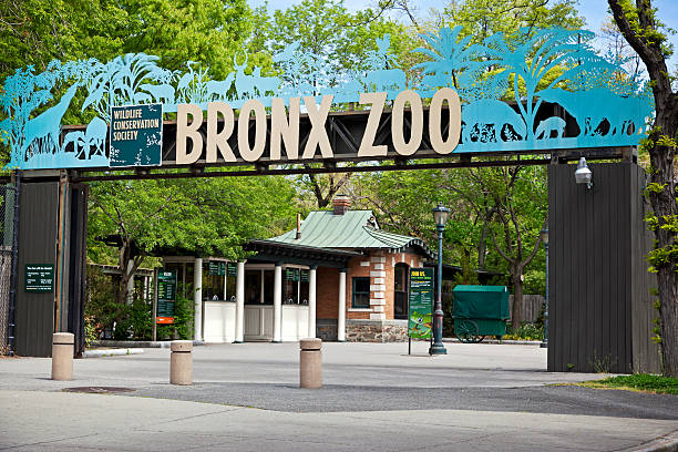 bronx zoo wejście - entrance sign zdjęcia i obrazy z banku zdjęć