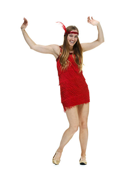 istock Woman dancing and wearing flapper dress 481082451