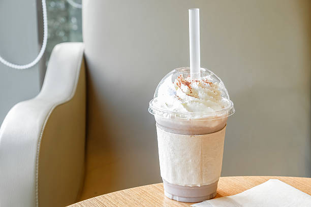 istock Ice chocolate frappe and whipped cream in takeaway cup 481086086