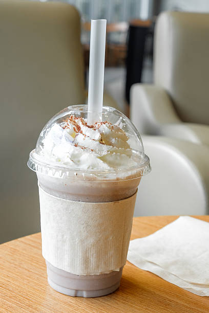 istock Ice chocolate frappe and whipped cream in takeaway cup 481089610