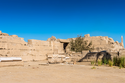 Walls of the  the Karnak temple, Luxor, Egypt (Ancient Thebes with its Necropolis). UNESCO World Heritage site