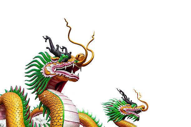 istock Chinese dragon statue isolated on white 481089916
